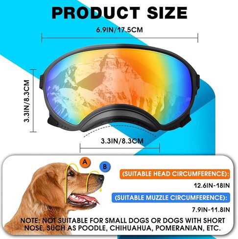 Pacify Dog Goggles for Large Dogs, UV Protection Dog Sunglasses with Adjustable Strap for Medium Large Dog Pet Glasses in Saudi Arabia