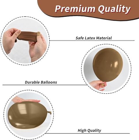 Brown Balloon Garland Arch Kit,120pcs Boho Brown Gold Cream Coffee Balloons Arch,for Birthday,Baby Shower,Jungle Safari,Woodland Party Decorations in Kuwait