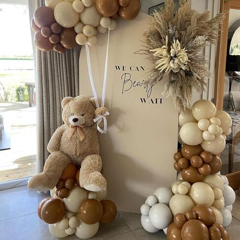 Brown Balloon Garland Arch Kit,120pcs Boho Brown Gold Cream Coffee Balloons Arch,for Birthday,Baby Shower,Jungle Safari,Woodland Party Decorations in Kuwait