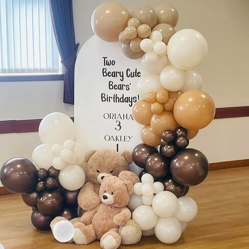 Brown Balloon Garland Arch Kit,120pcs Boho Brown Gold Cream Coffee Balloons Arch,for Birthday,Baby Shower,Jungle Safari,Woodland Party Decorations in Kuwait