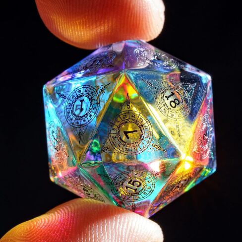 udixi prism الزجاج الزجاجي مجموعة 7pcs قوس قزح الزجاج DND DICE مع صندوق الهدايا للأبراج المحصنة والتنين D&D MTG Table Games (12 كوكبة) in Saudi Arabia