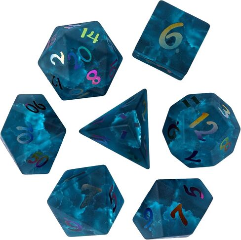 udixi prism الزجاج الزجاجي مجموعة 7pcs قوس قزح الزجاج DND DICE مع صندوق الهدايا للأبراج المحصنة والتنين D&D MTG Table Games (12 كوكبة) in Saudi Arabia