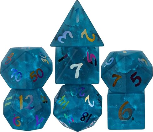 udixi prism الزجاج الزجاجي مجموعة 7pcs قوس قزح الزجاج DND DICE مع صندوق الهدايا للأبراج المحصنة والتنين D&D MTG Table Games (12 كوكبة) in Saudi Arabia