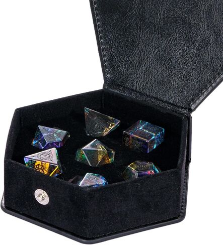 udixi prism الزجاج الزجاجي مجموعة 7pcs قوس قزح الزجاج DND DICE مع صندوق الهدايا للأبراج المحصنة والتنين D&D MTG Table Games (12 كوكبة) in Saudi Arabia