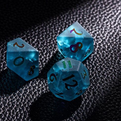 udixi prism الزجاج الزجاجي مجموعة 7pcs قوس قزح الزجاج DND DICE مع صندوق الهدايا للأبراج المحصنة والتنين D&D MTG Table Games (12 كوكبة) in Saudi Arabia