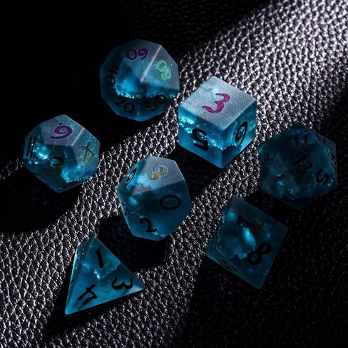 udixi prism الزجاج الزجاجي مجموعة 7pcs قوس قزح الزجاج DND DICE مع صندوق الهدايا للأبراج المحصنة والتنين D&D MTG Table Games (12 كوكبة) in Saudi Arabia
