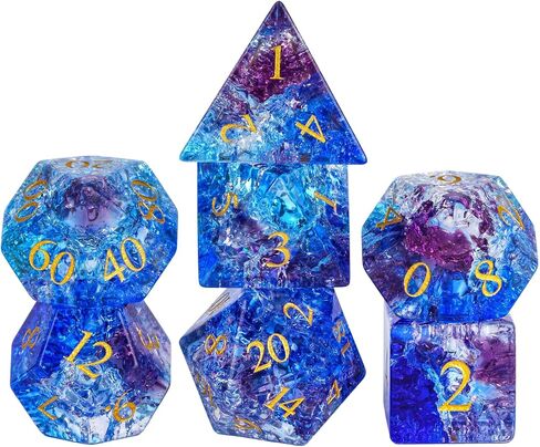 udixi prism الزجاج الزجاجي مجموعة 7pcs قوس قزح الزجاج DND DICE مع صندوق الهدايا للأبراج المحصنة والتنين D&D MTG Table Games (12 كوكبة) in Saudi Arabia