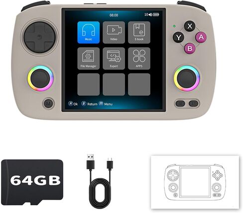 RG Cubexx Handheld Game Console RG Cubexx 3.95'' IPS Screen 720*720 with 64G TF Card Supports 3800mAh Battery,Supports TV and HDMI Retro Emulator Linux System Games Consoles(White) in Saudi Arabia