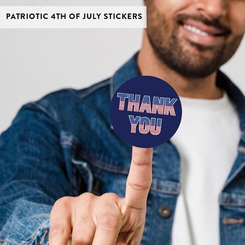 Andaz Press 40 Pack 4th of July Stickers, 2" Navy Blue Thank You American Flag Fourth of July Stickers, USA Patriotic Stickers for Kids 4th of July Party Favors Memorial Day Veterans Day Red Stickers in Saudi Arabia