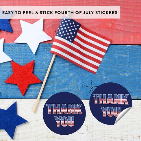 Andaz Press 40 Pack 4th of July Stickers, 2" Navy Blue Thank You American Flag Fourth of July Stickers, USA Patriotic Stickers for Kids 4th of July Party Favors Memorial Day Veterans Day Red Stickers in Saudi Arabia