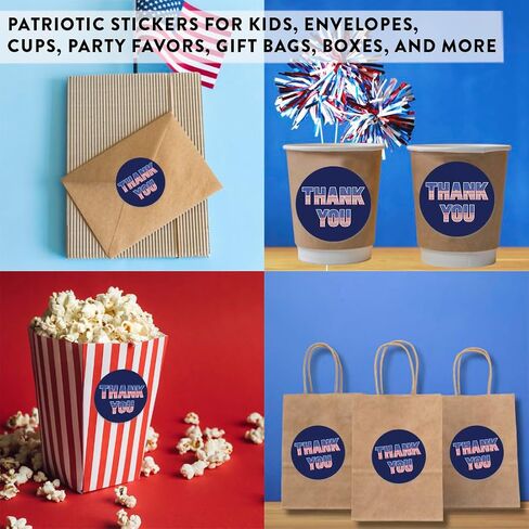 Andaz Press 40 Pack 4th of July Stickers, 2" Navy Blue Thank You American Flag Fourth of July Stickers, USA Patriotic Stickers for Kids 4th of July Party Favors Memorial Day Veterans Day Red Stickers in Saudi Arabia