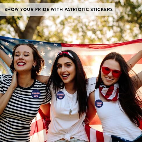Andaz Press 40 Pack 4th of July Stickers, 2" Navy Blue Thank You American Flag Fourth of July Stickers, USA Patriotic Stickers for Kids 4th of July Party Favors Memorial Day Veterans Day Red Stickers in Saudi Arabia