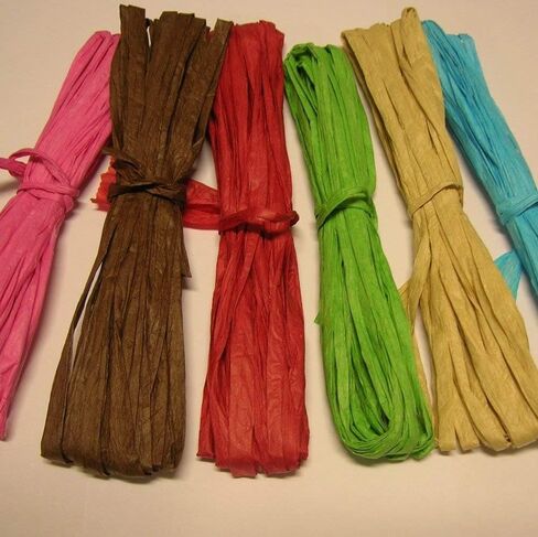 40FT Green Nature Paper Raffia Ribbon Paper String – ¼" Wide for DIY Craft, Gift Wrapping Decoration, Packing Paper Twine Ribbon, Craft Ribbon for Crochet in Kuwait