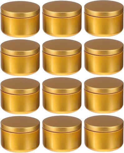 Beavorty 12pcs Candle Jar Candle Containers with Lid Empty Round Candle Tin 4 Oz Candle Wax Round Metal Containers Cookie Tins Candle Storage Tins Canning Kit Tea Travel Cup Aluminum in Kuwait