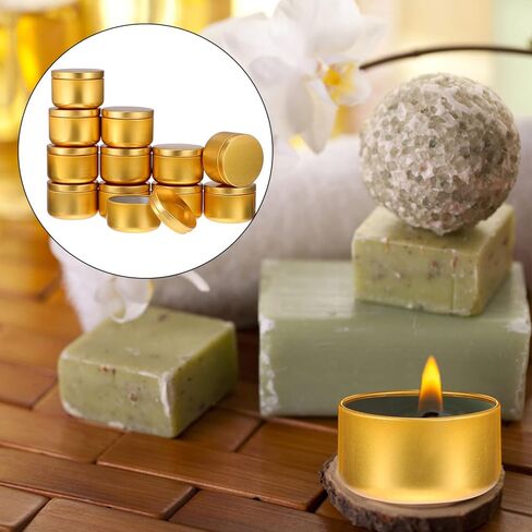 Beavorty 12pcs Candle Jar Candle Containers with Lid Empty Round Candle Tin 4 Oz Candle Wax Round Metal Containers Cookie Tins Candle Storage Tins Canning Kit Tea Travel Cup Aluminum in Kuwait