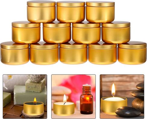 Beavorty 12pcs Candle Jar Candle Containers with Lid Empty Round Candle Tin 4 Oz Candle Wax Round Metal Containers Cookie Tins Candle Storage Tins Canning Kit Tea Travel Cup Aluminum in Kuwait