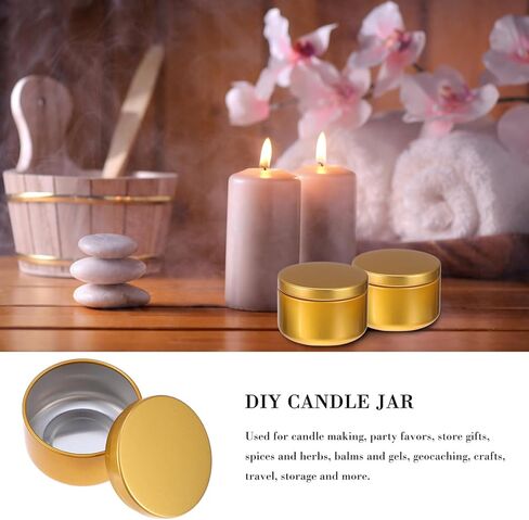 Beavorty 12pcs Candle Jar Candle Containers with Lid Empty Round Candle Tin 4 Oz Candle Wax Round Metal Containers Cookie Tins Candle Storage Tins Canning Kit Tea Travel Cup Aluminum in Kuwait