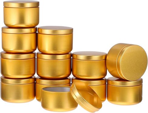 Beavorty 12pcs Candle Jar Candle Containers with Lid Empty Round Candle Tin 4 Oz Candle Wax Round Metal Containers Cookie Tins Candle Storage Tins Canning Kit Tea Travel Cup Aluminum in Kuwait