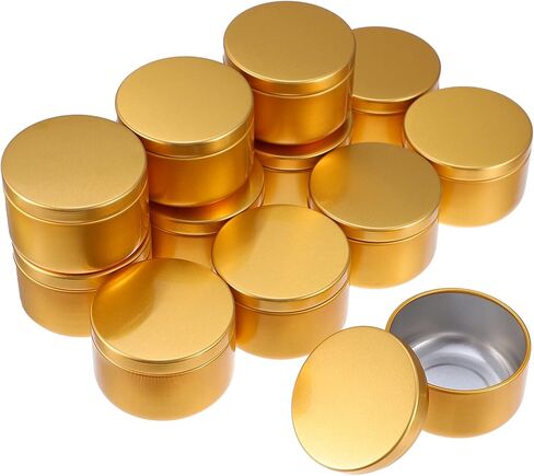 Beavorty 12pcs Candle Jar Candle Containers with Lid Empty Round Candle Tin 4 Oz Candle Wax Round Metal Containers Cookie Tins Candle Storage Tins Canning Kit Tea Travel Cup Aluminum in Kuwait