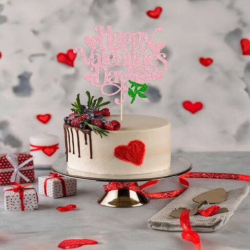 Gyufise 24Pcs Galentines Day Cupcake Toppers Red Glitter Happy Galentines Day Cupcake Picks for Galentine's Day Decoration Friends Galentines Party Decor Valentines Day Party Supplies in Kuwait