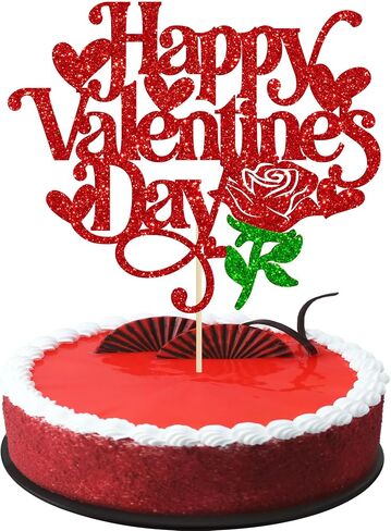 Gyufise 24Pcs Galentines Day Cupcake Toppers Red Glitter Happy Galentines Day Cupcake Picks for Galentine's Day Decoration Friends Galentines Party Decor Valentines Day Party Supplies in Kuwait