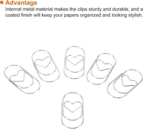 MECCANIXITY Paper Clip Heart-Shaped Cute Decorative Fun Clips Bookmarks 2 Inch Blue for Organize Office Home, Pack of 20 in Kuwait