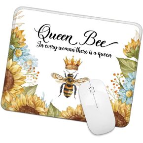 Queen Bee Square Mouse Pad, Non-Slip Rubber Base Mouse Mat for Office Home Work Game Study, Honey Bee Mouse Pad, Honey Bee Mouse Pad, Funny Office Mouse Pad for Man Woman Boss Coworker