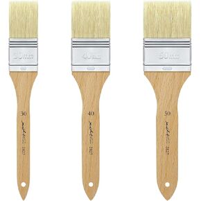 XDT#2827 Hake Artist Paint Brush 3 Piece Set, Hog Bristle Paint Brush for Acrylic Painting, Flat Brushes for Art, Wall and Craft Painting, Acrylic Oil Watercolor