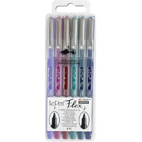 UCHIDA LePen Porous Point Pen, Magenta, Amethyst, Navy, Burgundy, Teal 6 per Set