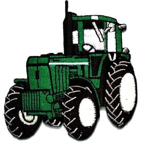 HHO Green Tractor Cartoon Kid Patch Embroidered DIY Patches, Cute Applique Sew Iron on Kids Craft Patch for Bags Jackets Jeans Clothes