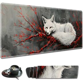 Large Gaming Mouse Pad Non-Slip Keyboard Pad Soft Extended Desk Mat Desktop Writing Pad (31.5"×11.8") Combined with Coasters, Home and Office Desktop Decor, Cute Owl