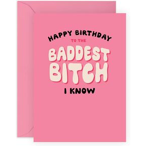 CENTRAL 23 Mom Birthday Card - Best Friend Birthday Cards For Women - 'Baddest Bitch' - Funny Grandma Birthday Card - Aunt Birthday Card - Comes With Stickers