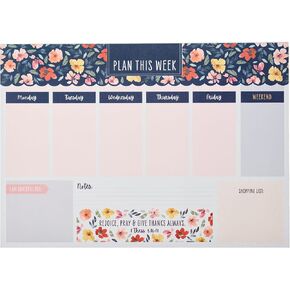 Christian Art Gifts Large Undated Weekly Desk Planner for Women & Girls: Rejoice Always Inspirational Scripture, A4, Multicolor Floral for Planning Days, Tasks, Reminders, 60 Pages