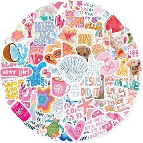 Preppy Stickers | 100 PCS | Cute Vinyl Waterproof Stickers for Laptop,Guitar,Motorcycle,Bike,Skateboard,Luggage,Phone,Hydro Flask, Gift for Teens Girl Kids