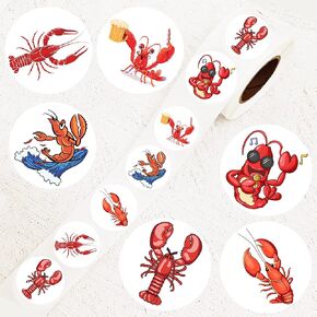 500 Lobster Party Decorations Labels Roll Stickers Beach Luau Seaside Themed Birthday Baby Shower Party Decorations Supplies Nautical Sea Animal Decor DIY Sticker Labels