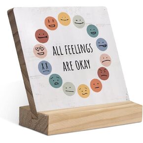 Note to Self Mental Health Wood Plaque with Wooden Stand,Positive Psychology Affirmations Feelings Wooden Plaque Sign Desk Decor for Home Classroom School Therapy Office Table Shelf Decoration in Kuwait