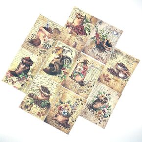 30pcs Coffee Themed Vintage Scrapbook Paper, Scrapbook Supplies for Junk Journal, Card Making, Hand Made DIY Crafts, Gift Wrapping