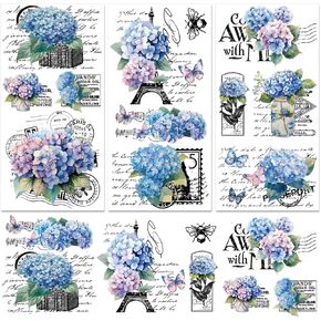 3 Sheet Hydrangea Vintage Text Rub on Transfers Blooming Hydrangeas Rub on Transfers for Crafts and Furniture Retro Black Pylons Home Decor Furniture Transfer Wall Decal 11.8 Inch* 5.9 Inch