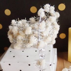 AK TRADING CO. 25 Yards Mini Wired Fuzzy Pom Pom Trim Ribbon Lace - Ivory