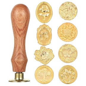 9 Pcs Wax Seal Stamp Set Botanical Sealing Stamper Kit Sealing Stamp Heads with Wooden Handle Vintage Wax Floral Stamps for Wedding Invitation Greeting Cards Decoration Envelopes Graduation Gifts