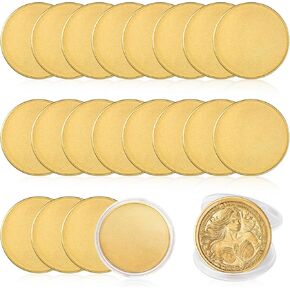ComMarker 20 Pcs 3mm Brass Blank Challenge Coin,3mm Thickness Threaded Edged 40 mm Engraving Blanks Coins,Acrylic Protection Box for DIY Crafts Engraving Travel Commemorative Collection Supplies