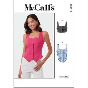 McCall's Misses' Corset Tops Sewing Pattern Packet, Design Code M8478, 6-8-10-12-14, Multicolor