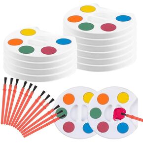 Mini Watercolor Paint Set, Pack of 24, Bulk Paint Palette, 5 Color Mini Paint Set Kit with Brushes, Art Party Favors for Kids 3-5 Boys & Girls, Educational Paint Party Favors for Party