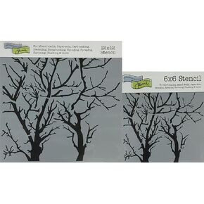 The Crafter's Workshop Set of 2 Stencils - Branches Reversed 12" x 12" Large and 6" x 6" Mini - Includes 1 Each TCW251 and TCW251s - Bundle 2 Items
