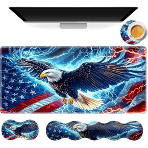 Gaming Mouse Pad Set, Swirl red Roses Large Desk Mat Mousepad, Keyboard Wrist Support, Mouse Wrist Rest, Coaster 4in1 Ergonomic Memory Foam, Non-Slip Stitched Edge for Home Office