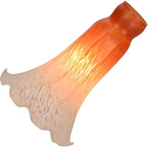 Bieye LS18 Lily Flower Blown Glass Lampshade (Yellow Brown, Opening I.D. 1.26" x O.D. 1.5")