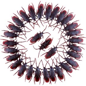 200 PCS Fake Roaches Toys, Gawertoy Realistic Cockroach Prank Roach Plastic Cockroach Disgusting Insect Bug Trick Toy Prop for Christmas Halloween Easter Fools' Day Party Favor