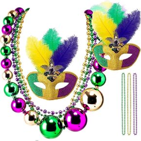 مجموعة ملحقات Mardi Gras - Mardi Gras Mask Bulk - Mardi Gras Netclaces - Mardi Gras Comples Mardi Gras Parade Masquerade Party Security