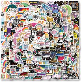 200pcs Be Kind Stickers Pack, Aesthetic Vinyl Waterproof Cute Cartoon Stickers Bulk for Scrapbook Laptop Luggage Water Bottle Tooth Shaped Graphics Decals for Teens Kids for DIY Decor