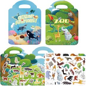 Sticker Books for Kids 2-4, Reusable Sticker Book Mermaid and Princess Theme Dress Up Activity Books Stickers for Girls Ages 1 2 3 Preschool Education Learning Toys Birthday Gift